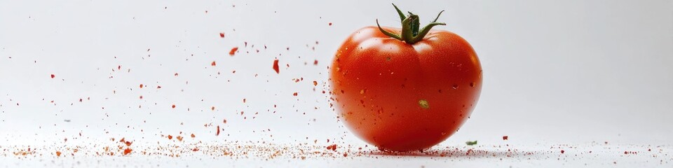Aufkleber - A fresh tomato with a small amount of red paint sprinkled on it