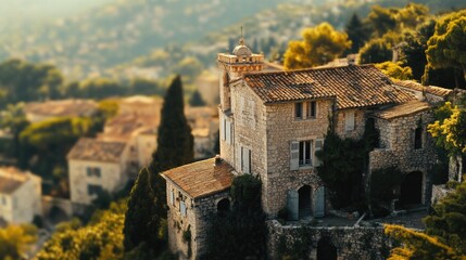 Poster - A historic structure with a prominent clock on its roof, suitable for use in illustrations about time, architecture or nostalgia