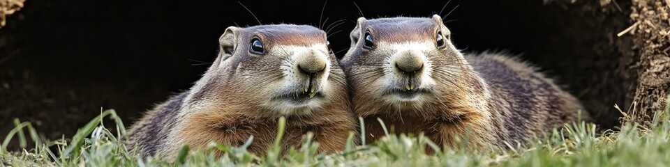 Poster - Two ground squirrels stand side by side