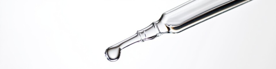 Aufkleber - A transparent liquid flows from a metal pipe into a clear glass container