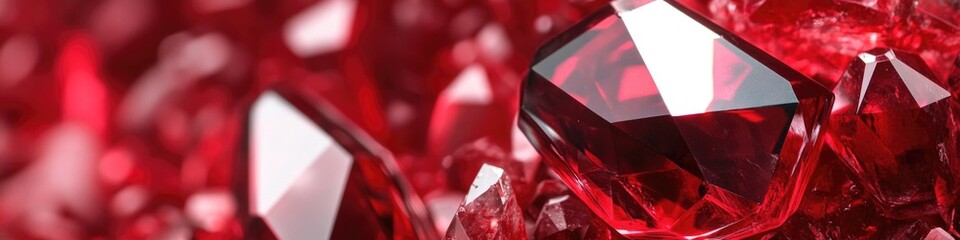 Poster - Close-up shot of a shiny red diamond set against a vibrant red background