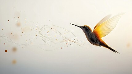 Wall Mural - a bird soaring through the sky, leaving bubbles behind its wings