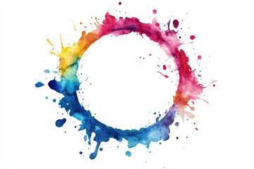 A colorful watercolor illustration of a circle with vibrant paint splatters