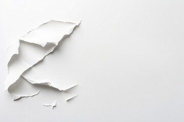Poster - A lone piece of paper with visible tears lying on a white surface
