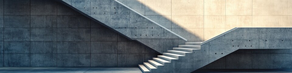 Poster - A staircase in a concrete building, suitable for use in architecture, interior design or construction projects