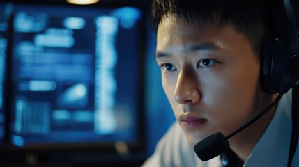 Aufkleber - a person sitting in front of a computer, focused on the screen