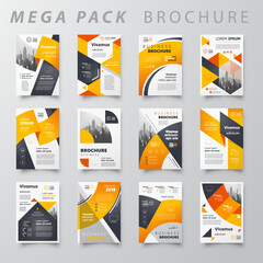 Wall Mural - Mega pack Brochure design template flyer set yellow and orange color