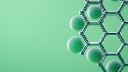 Green Molecular Structure with Spheres and Hexagonal Arrangement