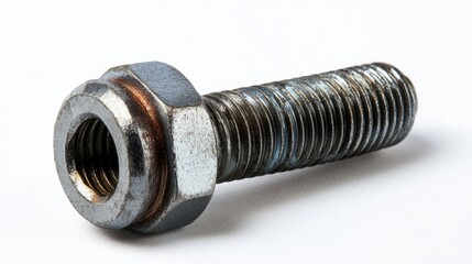 Poster - A detailed view of a single screw on a white background