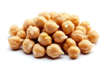 Wall Mural - A pile of chickpeas on a flat white surface, great for food or texture images