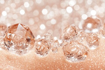 Wall Mural - sparkling glitter with a soft glow in light pink and peach tones creates a dreamy, minimalist ambian