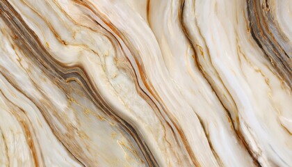 Poster - luxurious polished onyx marble texture with flowing caramel and ivory veins, ideal for interior design, countertops, and decor