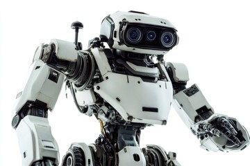 Poster - Close-up of a robot against a plain white background