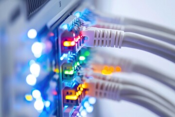 Poster - a close-up view of multiple wires connected to a computer