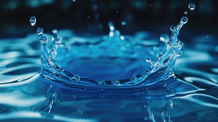 Wall Mural - a close-up view of a water crown on the surface of a body of water