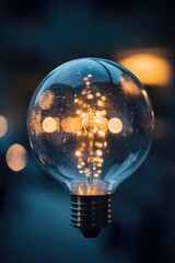 Poster - A close-up shot of a light bulb with a blurry background