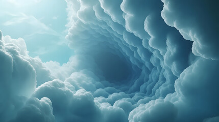 Wall Mural - Sky blue circular waves expanding outward with light gradients creating a hypnotic effect.