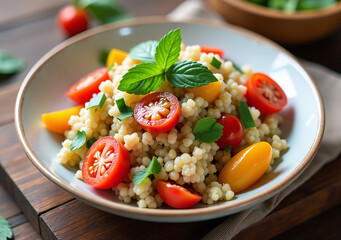 quinoa tomato salad made vegetables like paprika mint healthy tasty meal