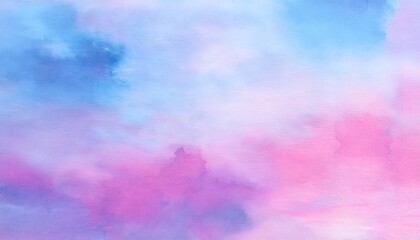 Canvas Print - Watercolor Painting Creating a Soft Pink and Blue Sky