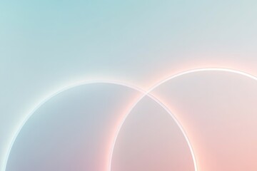 minimalistic design of two contrasting glowing arcs intersecting gently illuminated by subtle gradient lighting