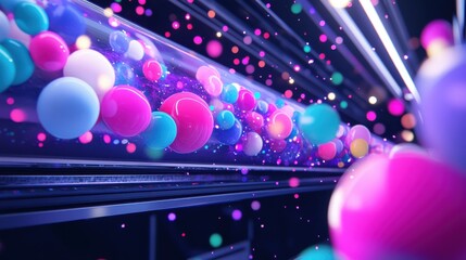 Poster - Colorful Abstract Background with 3D Bubbles in Motion