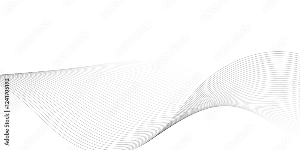 Abstract wavy grey lines stream element for design on white background ...