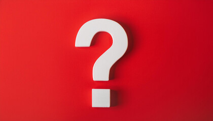 Fototapete - Question mark on red background. 3D rendering. FAQ and QA. Problem solution.