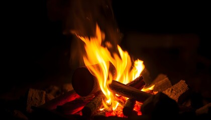 Wall Mural - a close up of a fire in the dark