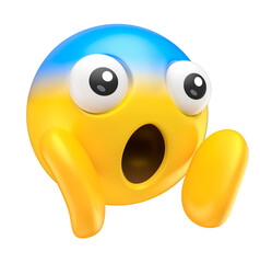 Wall Mural - surprised emoji face in vibrant colors 3d render with transparent background