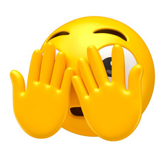 Canvas Print - Playful Emoji Covering Eyes in 3D Render with transparent background