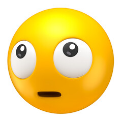 Wall Mural - Wide-Eyed Surprised Emoji in 3D Render with transparent background