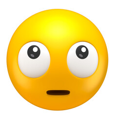 Canvas Print - Wide-Eyed Surprised Emoji in 3D Render with transparent background