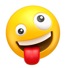 Canvas Print - Playful Tongue-Out Emoji in 3D Render with transparent background