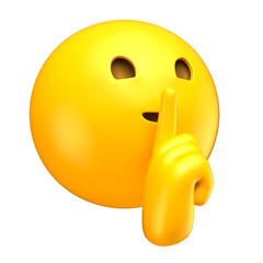 Canvas Print - Shushing Emoji with Finger Gesture in 3D Render with transparent background
