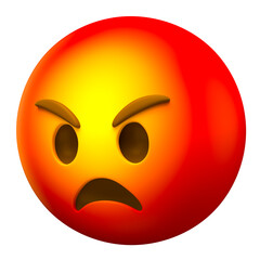 Canvas Print - Angry Emoji with Intense Expression in 3D Render with transparent background