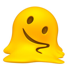 Canvas Print - Melting Emoji in 3D Render with transparent background