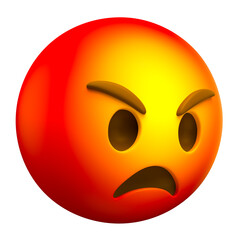 Canvas Print - Angry Emoji with Intense Expression in 3D Render with transparent background