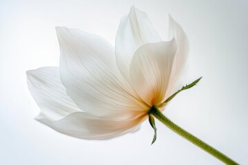 Wall Mural - A close-up shot of a single white flower on its stem