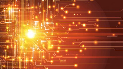 Poster - Glowing Circuit Board Abstract