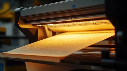 Poster - Printing Process in Action with Vibrant Light and Detailed Texture
