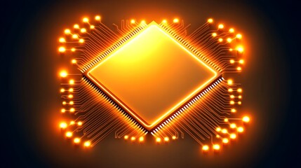 Poster - Glowing CPU, tech background, circuit board