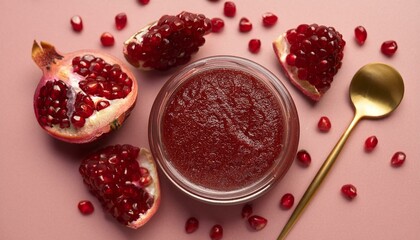 Wall Mural - Homemade pomegranate scrub with seeds.