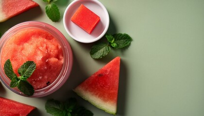 Canvas Print - Refreshing watermelon scrub with mint.