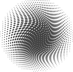 Poster - Dotted round shape. Abstract halftone gradient element. Geometric circular wavy spotted circle.