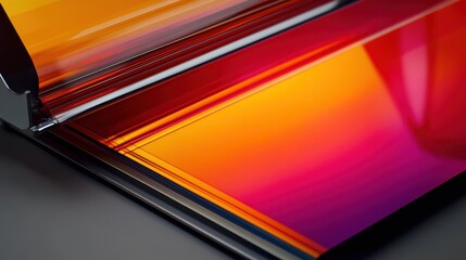 Poster - Vibrant Gradient Layers of Translucent Colorful Film on Display