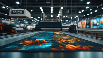 Poster - Vibrant Printing Process in Modern Industrial Print Shop Environment