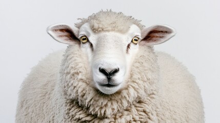 Wall Mural - A close-up shot of a curious sheep gazing directly into the lens