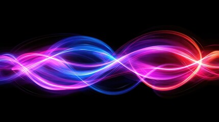 Aufkleber - Abstract colorful waves flowing on black background