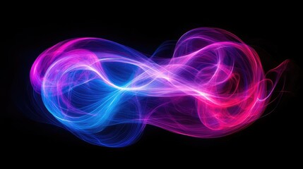 Aufkleber - Abstract pink and blue intertwined waves creating an infinity symbol on black background