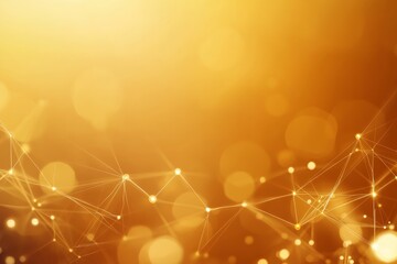 Aufkleber - Conceptual representation of abstract cybersecurity with glowing lines and dots against a golden background, highlighting themes of data safety and protection